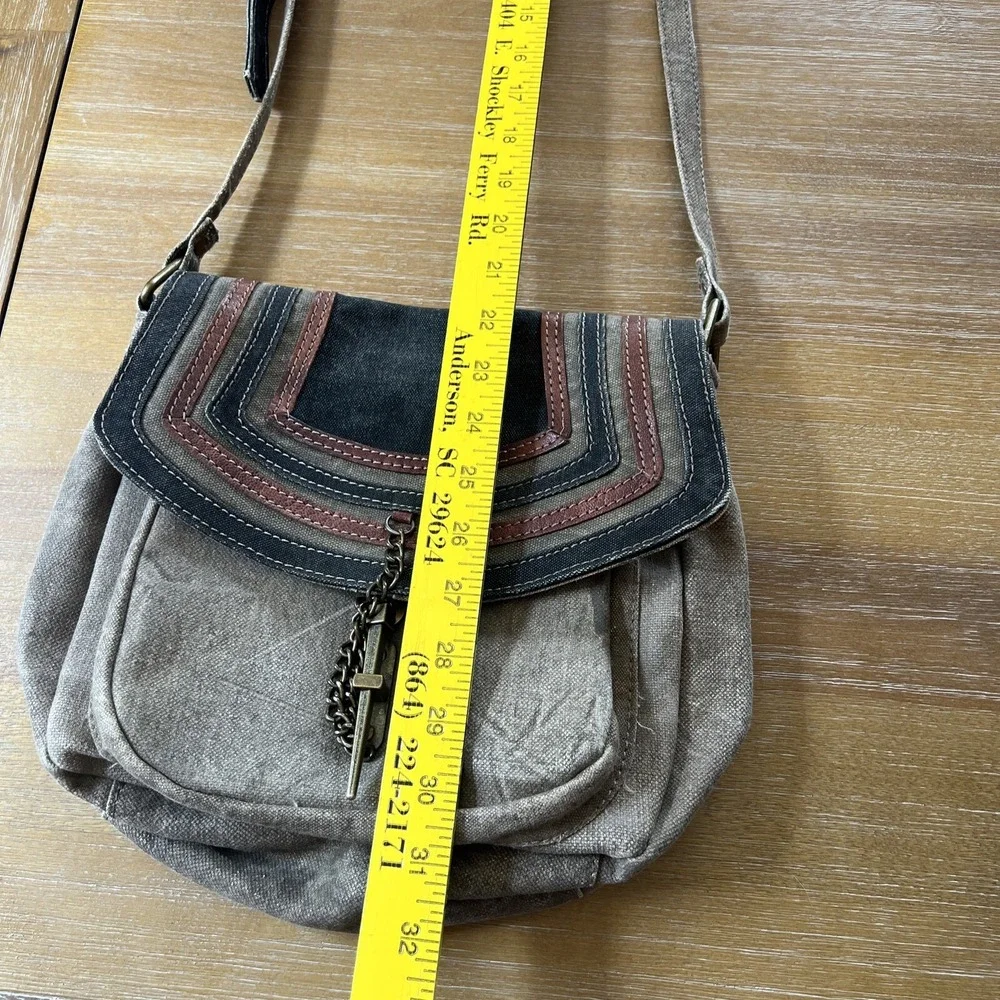 Mona B Purse Tote Crossbody Canvas Leather Handbag Satchel Unique Pin‎ Lock